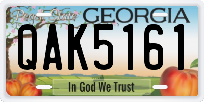 GA license plate QAK5161