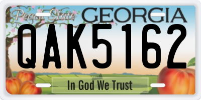 GA license plate QAK5162