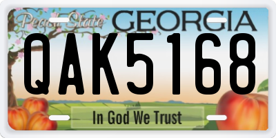 GA license plate QAK5168