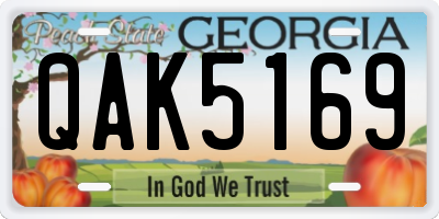 GA license plate QAK5169