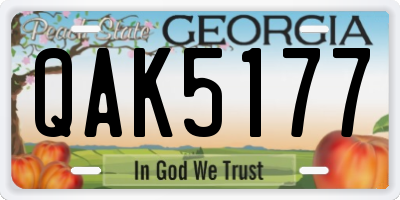 GA license plate QAK5177