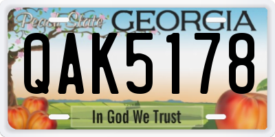 GA license plate QAK5178