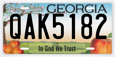 GA license plate QAK5182