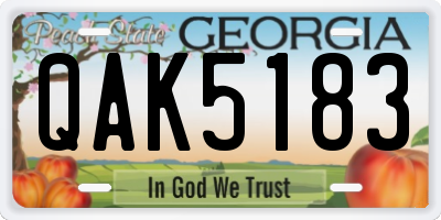 GA license plate QAK5183