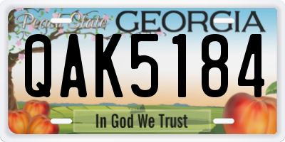 GA license plate QAK5184