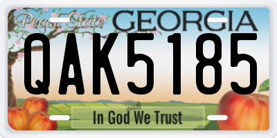GA license plate QAK5185