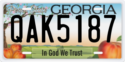 GA license plate QAK5187
