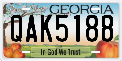 GA license plate QAK5188