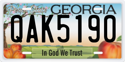 GA license plate QAK5190