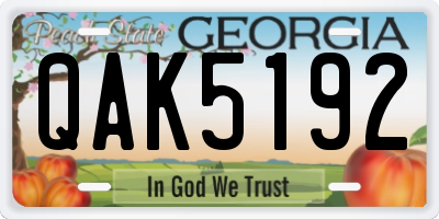 GA license plate QAK5192