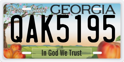 GA license plate QAK5195
