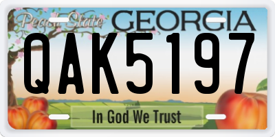 GA license plate QAK5197
