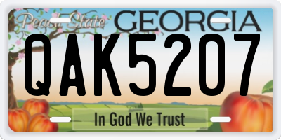 GA license plate QAK5207