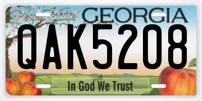 GA license plate QAK5208