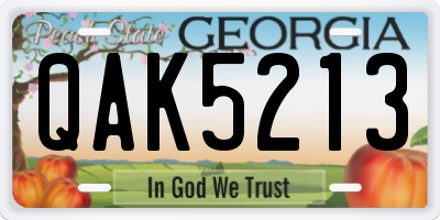 GA license plate QAK5213