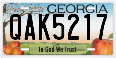 GA license plate QAK5217