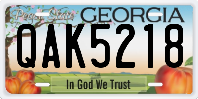 GA license plate QAK5218
