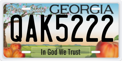 GA license plate QAK5222