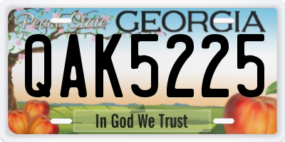 GA license plate QAK5225