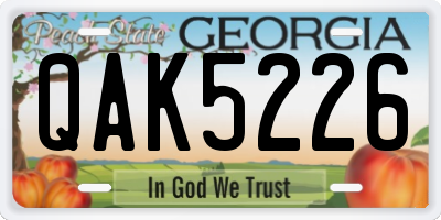 GA license plate QAK5226