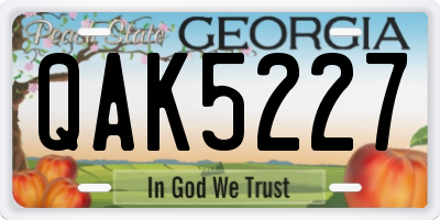 GA license plate QAK5227