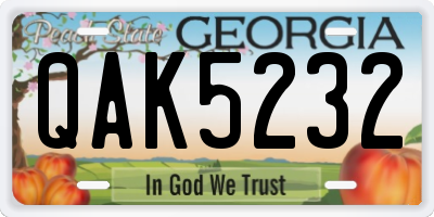 GA license plate QAK5232