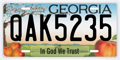 GA license plate QAK5235