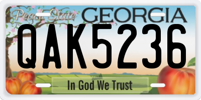 GA license plate QAK5236