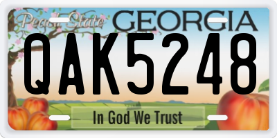 GA license plate QAK5248
