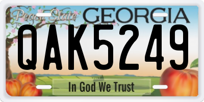 GA license plate QAK5249