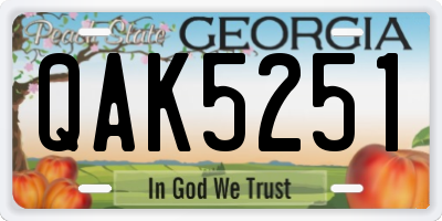 GA license plate QAK5251