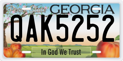 GA license plate QAK5252