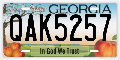 GA license plate QAK5257