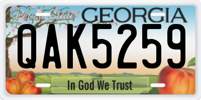 GA license plate QAK5259