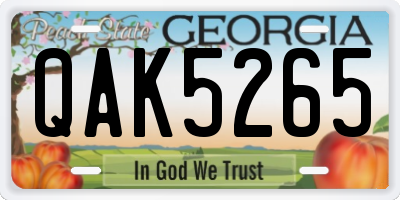 GA license plate QAK5265