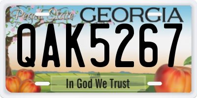 GA license plate QAK5267