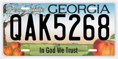 GA license plate QAK5268