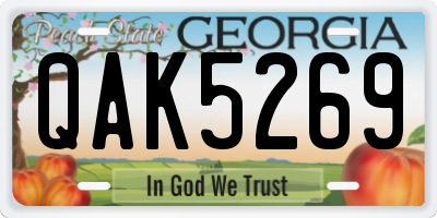 GA license plate QAK5269