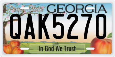GA license plate QAK5270