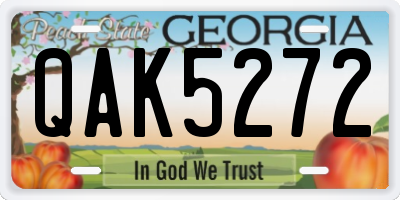 GA license plate QAK5272