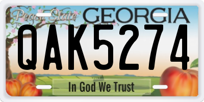 GA license plate QAK5274