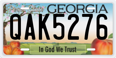 GA license plate QAK5276
