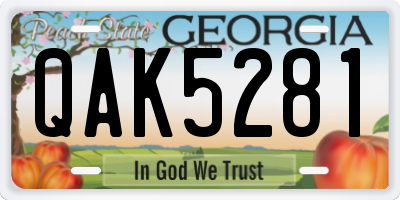 GA license plate QAK5281