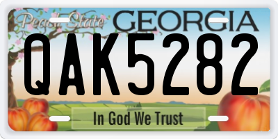 GA license plate QAK5282