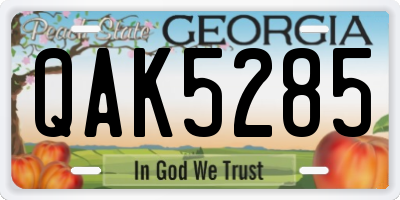 GA license plate QAK5285