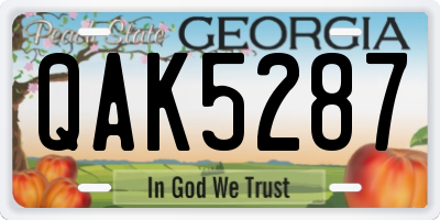 GA license plate QAK5287