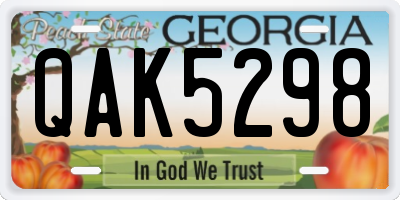 GA license plate QAK5298