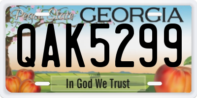 GA license plate QAK5299
