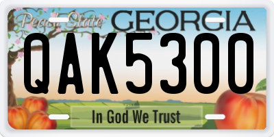 GA license plate QAK5300