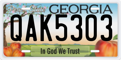 GA license plate QAK5303